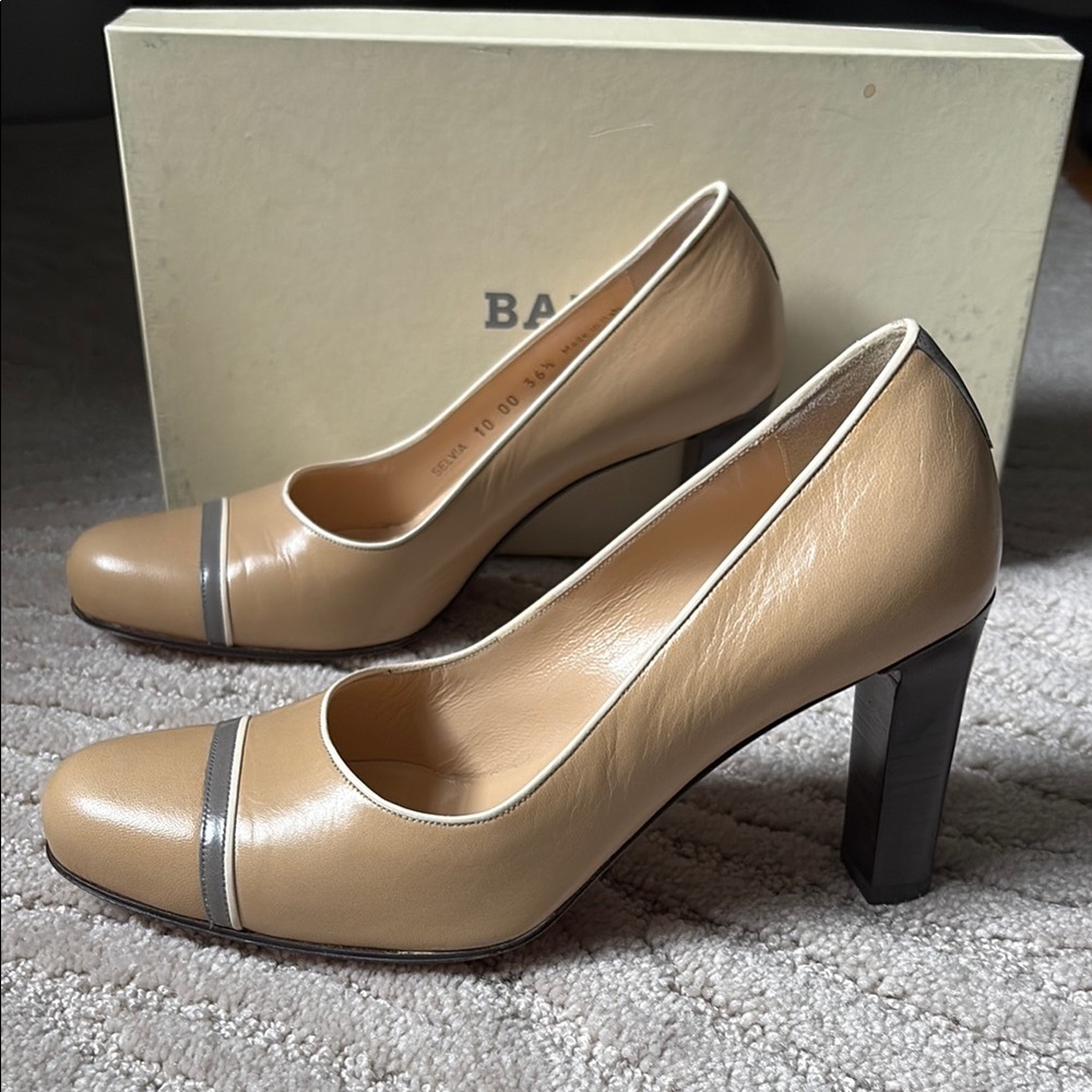 NEW BALLY Selvia Nude Leather High Heel Pumps